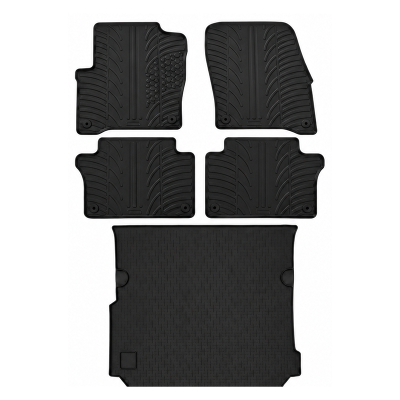 Set aus Gummi-Kofferraumwanne und Gummi-Autofußmatten für VW Sharan (2010-2022)
