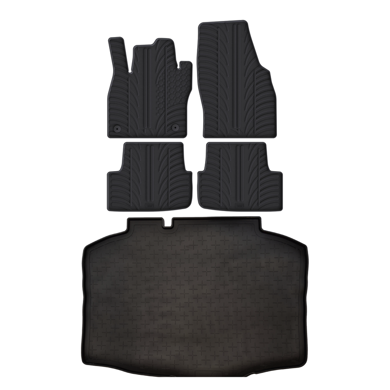 Set aus Gummi-Kofferraumwanne und Gummi-Autofußmatten für Seat Ibiza (2017-)
