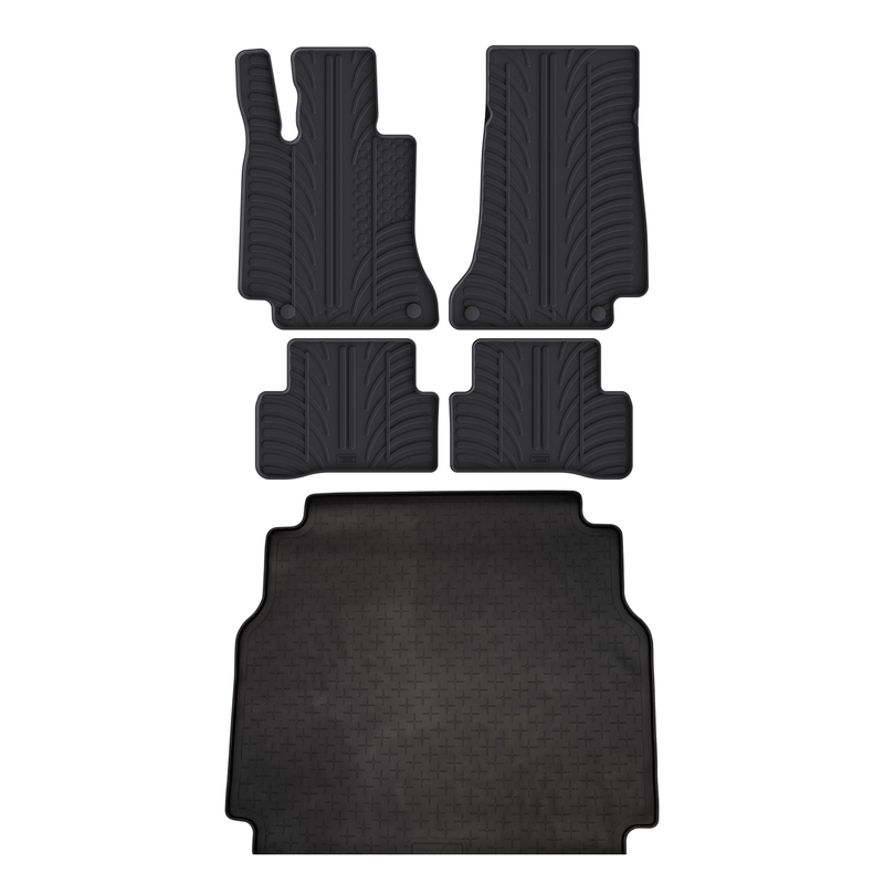 Set aus Gummi-Kofferraumwanne und Gummi-Autofußmatten für Mercedes C-Class (2014-2021)