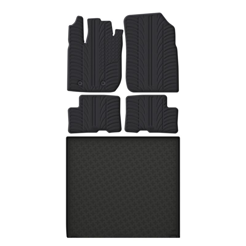 Set aus Gummi-Kofferraumwanne und Gummi-Autofußmatten für Dacia Duster (2018-2024)