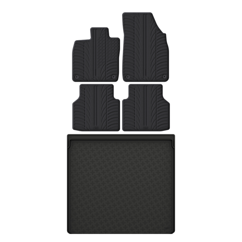 Set aus Gummi-Kofferraumwanne und Gummi-Autofußmatten für Skoda Enyaq (2021-)