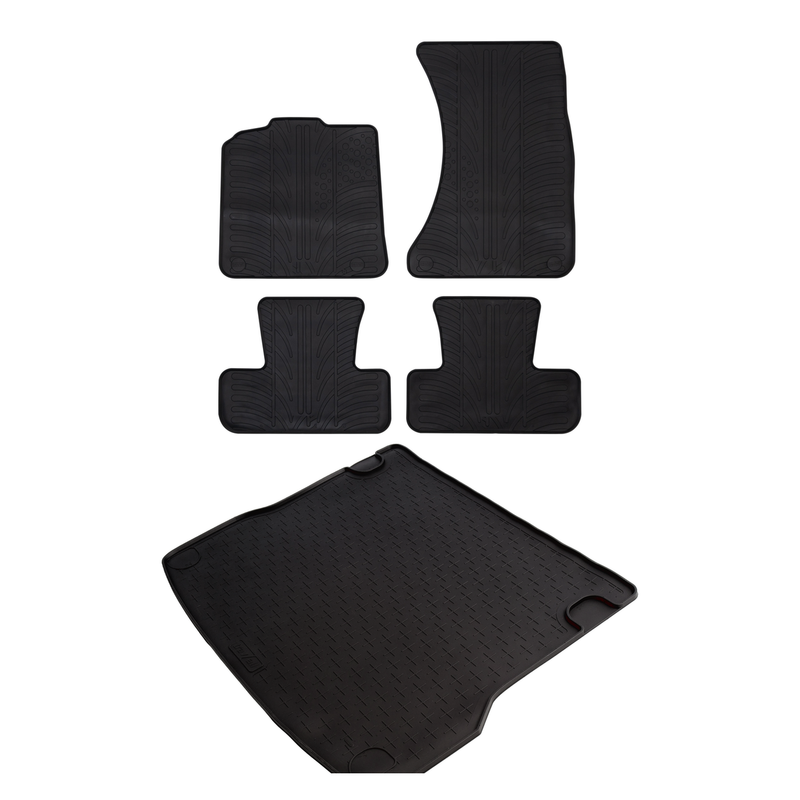 Set aus Gummi-Kofferraumwanne und Gummi-Autofußmatten für Audi Q5 (2009-2016)