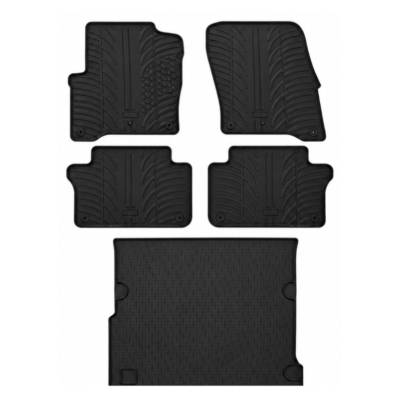 Set aus Gummi-Kofferraumwanne und Gummi-Autofußmatten für Seat Alhambra (2010-2022)