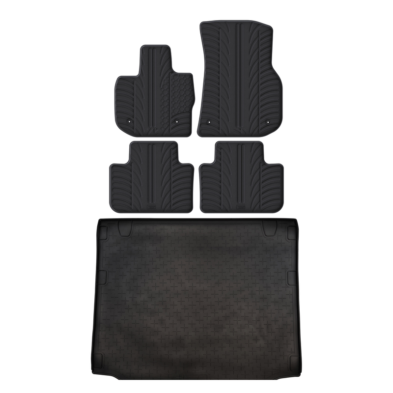 Set aus Gummi-Kofferraumwanne und Gummi-Autofußmatten für BMW iX3 (2018-2024)