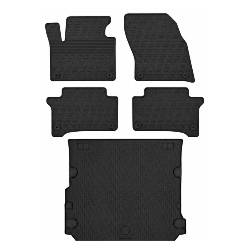 Set aus Gummi-Kofferraumwanne und Gummi-Autofußmatten für VW Touareg (2010-2018)