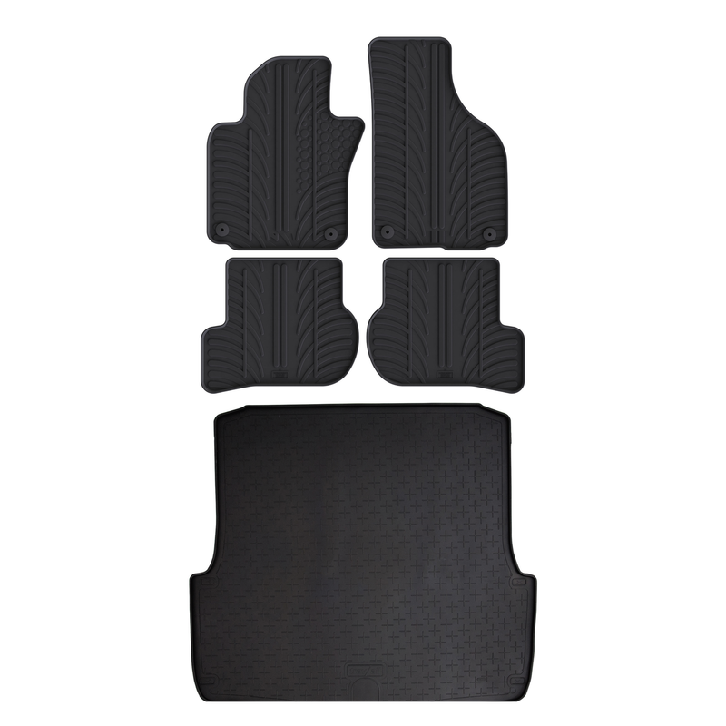 Set aus Gummi-Kofferraumwanne und Gummi-Autofußmatten für Skoda Octavia (2004-2013)