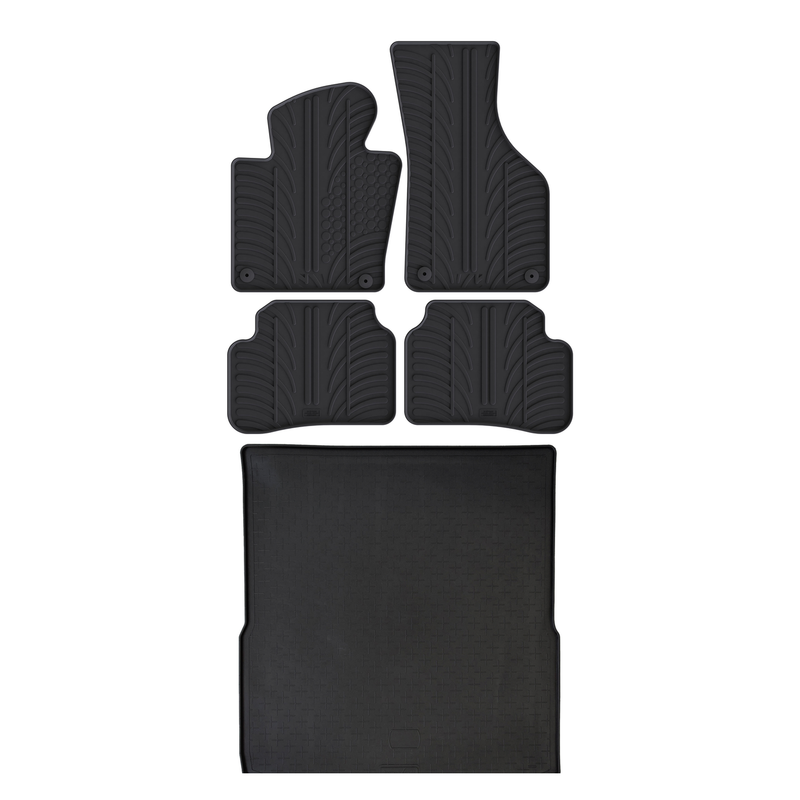 Set aus Gummi-Kofferraumwanne und Gummi-Autofußmatten für VW Passat (2010-2015)