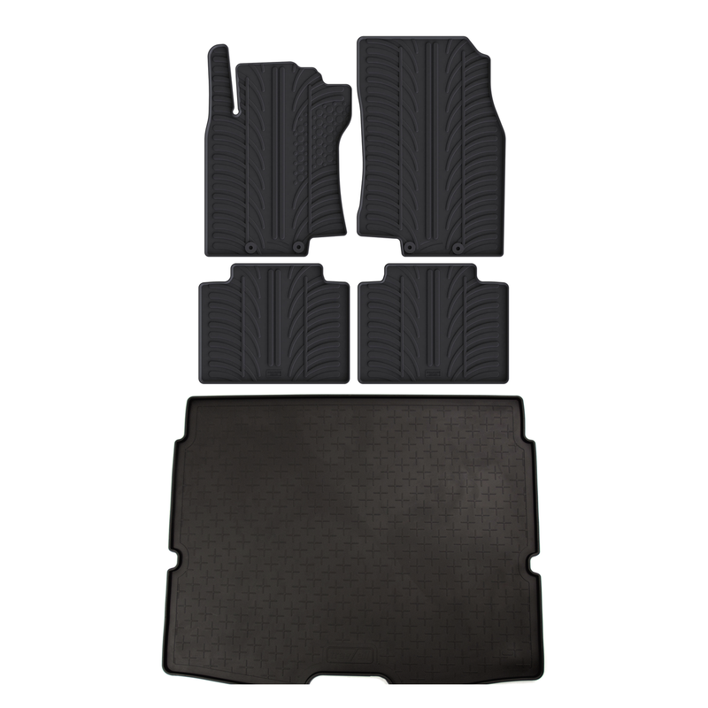 Set aus Gummi-Kofferraumwanne und Gummi-Autofußmatten für Nissan X-Trail (2014-2022)