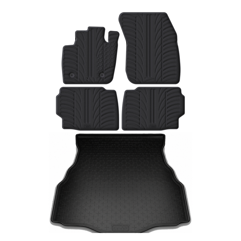 Set aus Gummi-Kofferraumwanne und Gummi-Autofußmatten für Ford Mondeo (2014-2022)