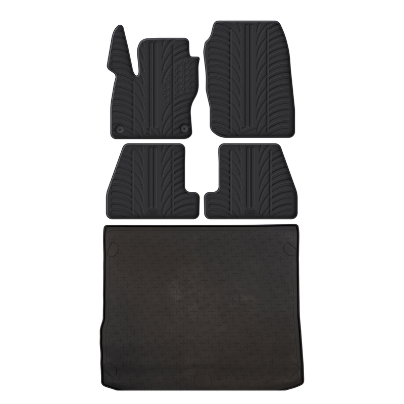 Set aus Gummi-Kofferraumwanne und Gummi-Autofußmatten für Ford Focus (2011-2015)