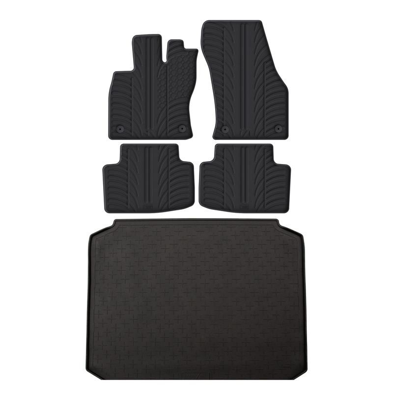 Set aus Gummi-Kofferraumwanne und Gummi-Autofußmatten für Audi A3 (2012-2020)
