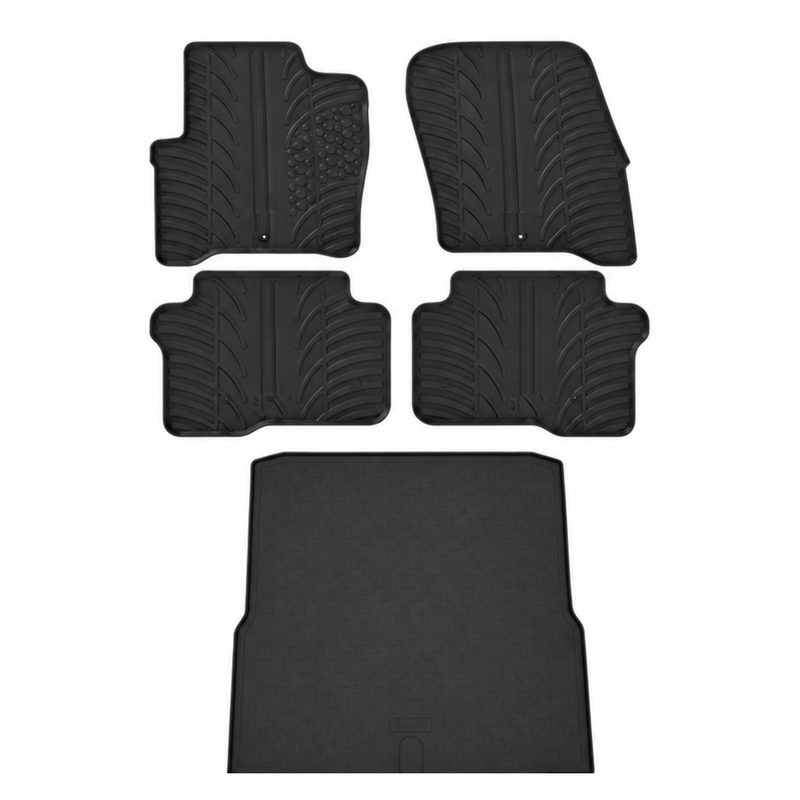 Set aus Gummi-Kofferraumwanne und Gummi-Autofußmatten für Skoda Superb (2008-2015)