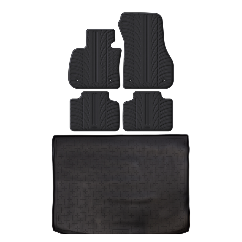 Set aus Gummi-Kofferraumwanne und Gummi-Autofußmatten für BMW 2 Series Active Tourer (2014-2021)