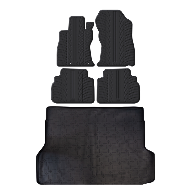 Set aus Gummi-Kofferraumwanne und Gummi-Autofußmatten für Subaru Forester (2018-2025)