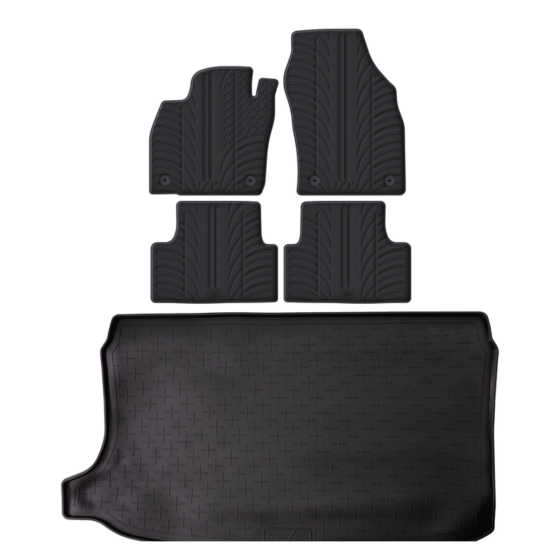 Set aus Gummi-Kofferraumwanne und Gummi-Autofußmatten für VW T-Cross (2019-)
