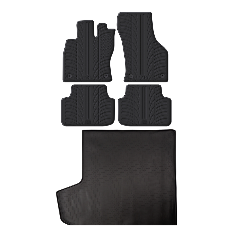 Set aus Gummi-Kofferraumwanne und Gummi-Autofußmatten für Skoda Octavia (2013-2020)