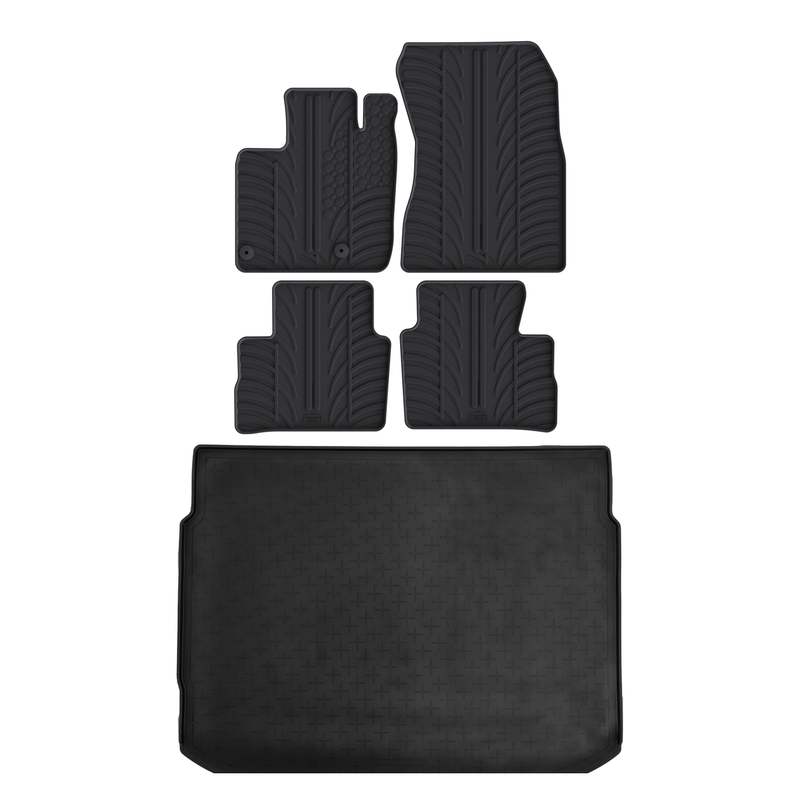 Set aus Gummi-Kofferraumwanne und Gummi-Autofußmatten für Nissan Qashqai (2021-)