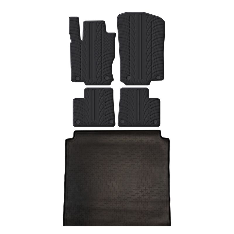 Set aus Gummi-Kofferraumwanne und Gummi-Autofußmatten für Mercedes GLE (2015-2019)