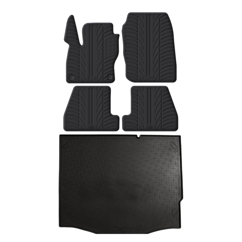 Set aus Gummi-Kofferraumwanne und Gummi-Autofußmatten für Ford Focus (2011-2015)