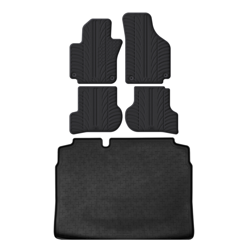 Set aus Gummi-Kofferraumwanne und Gummi-Autofußmatten für VW Golf (2009-2013)