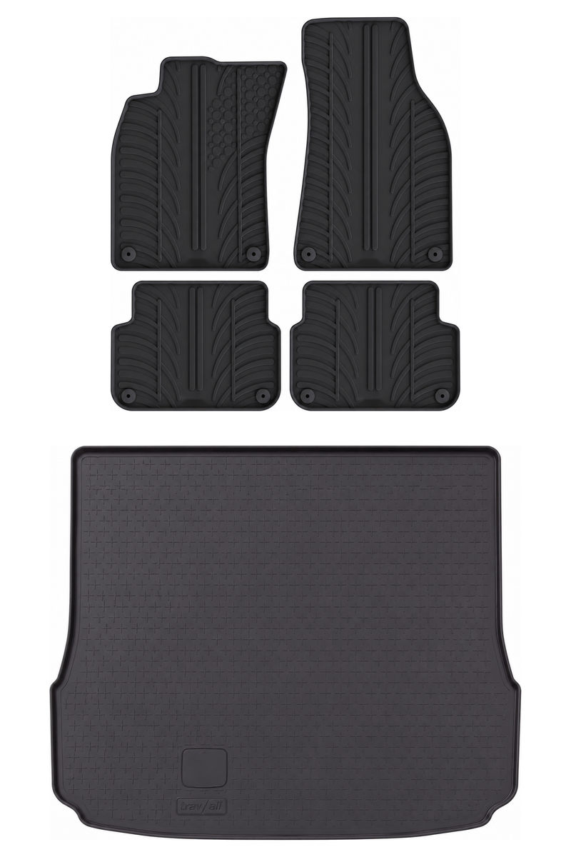 Set aus Gummi-Kofferraumwanne und Gummi-Autofußmatten für Audi A6 (2004-2011)