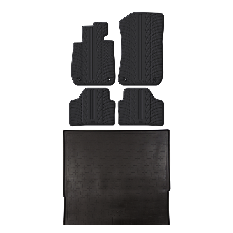 Set aus Gummi-Kofferraumwanne und Gummi-Autofußmatten für BMW X1 (2009-2015)