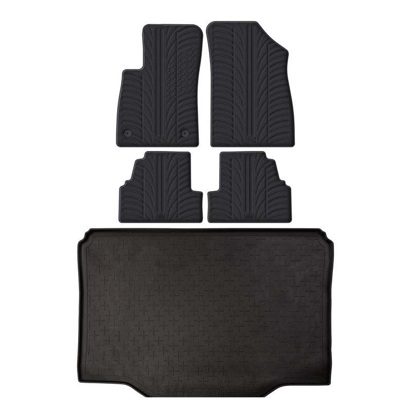 Set aus Gummi-Kofferraumwanne und Gummi-Autofußmatten für Vauxhall Mokka X (2013-2020)