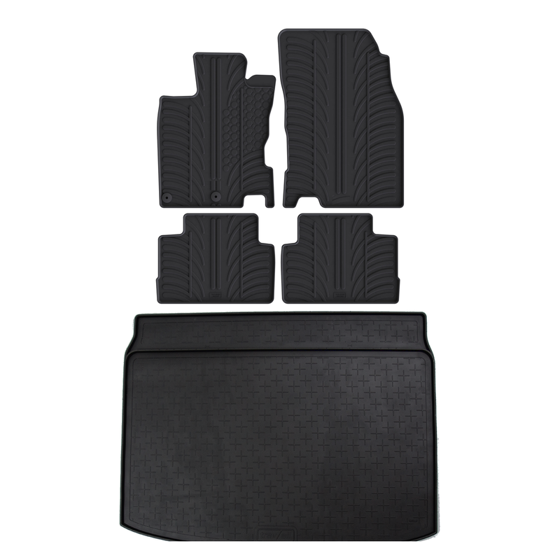 Set aus Gummi-Kofferraumwanne und Gummi-Autofußmatten für Nissan Qashqai (2014-2021)